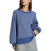 D-Sun Crew Neck Sweater for Women Fall Winter Casual Long Lantern Sleeve Pullover Sweater Chunky Color Block Knit Ribbed Top