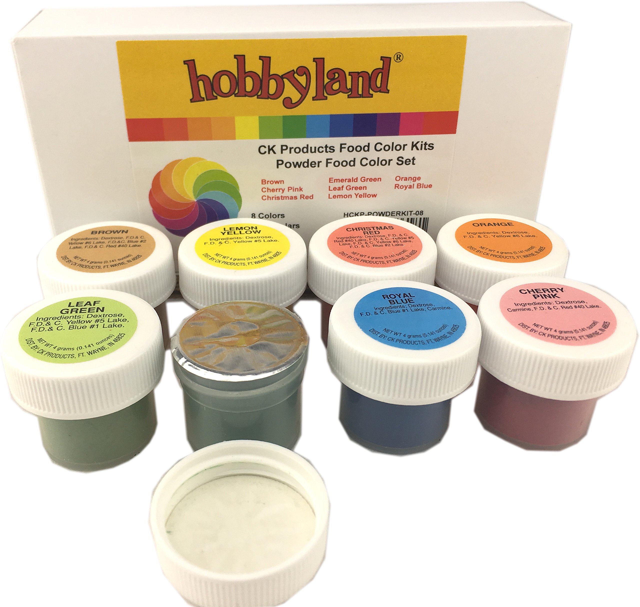 Hobbyland CK Products Powder Food Color Kit, 8 Colors, 4 Gram Jars