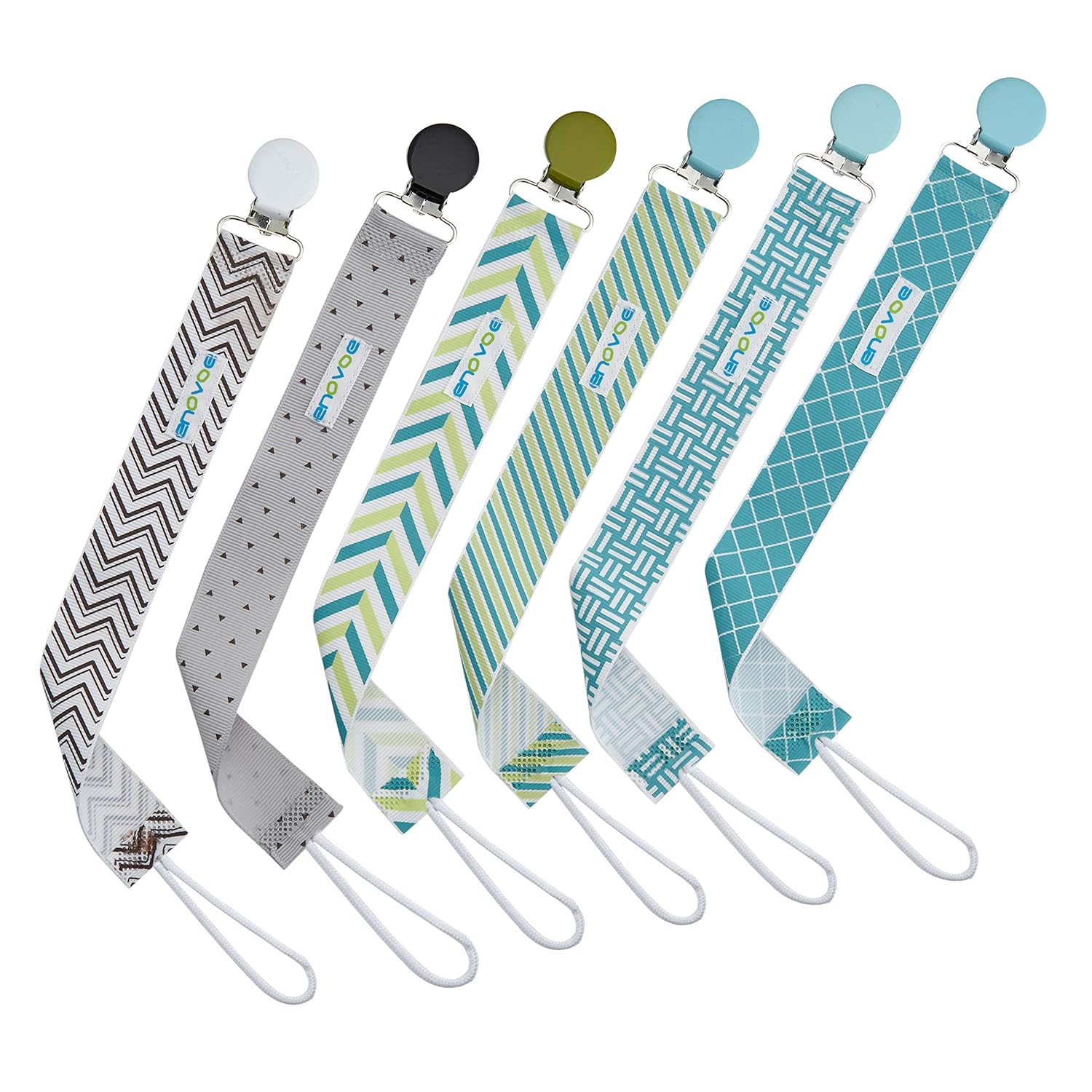 Pacifier Clip by Enovoe - 6 Pack of Pacifier Clips - Stylish Teething Ring Pacifier Holder for Baby Boys and Girls : Baby
