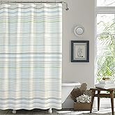 Tommy Bahama - Fabric Shower Curtain, Stylish Striped Bathroom Decor, Hook Holes Top (La Scala Breeze Green, 72" x 72")