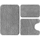 Ultra Soft Microfiber Bathroom Rug Set 3 Pieces - Non Slip Quick Dry Bath Mats for Bathroom Floor, Absorbent Shower Rugs with 20x32"/17x24"/20x24", Machine Washable Bath Rugs for Tub, Shower, Vanity