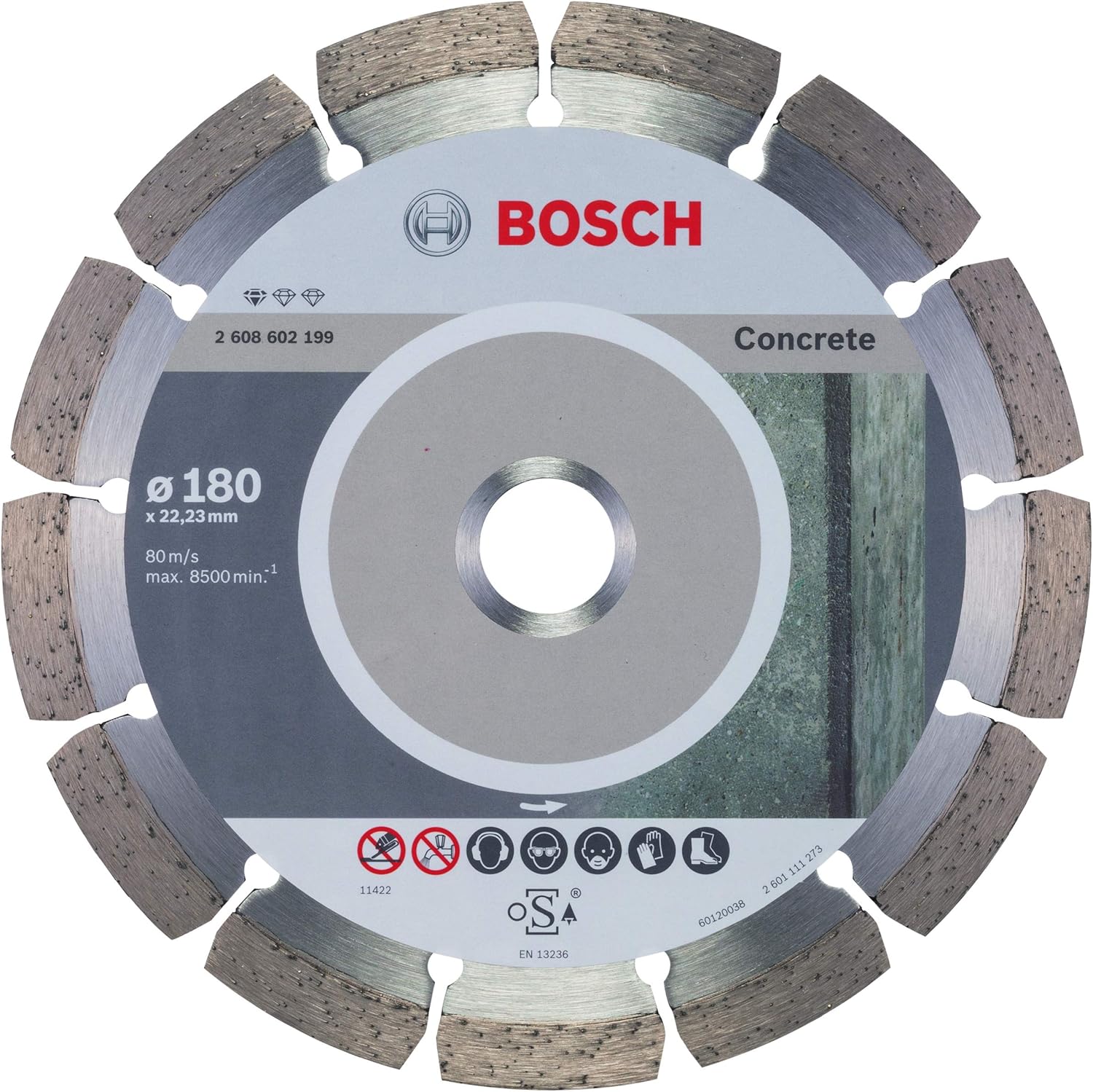 Bosch 2608602199 Diamond Disc Concrete Lpp 180, Silver, 180 mm