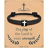 Sistble Christmas Gifts for Men, Cross Bracelet for Men Stocking Stuffers for Teens Baptism Christian Bracelet Handmade Braided Rope Jewelry Confirmation Catholic Religious Easter Baskt