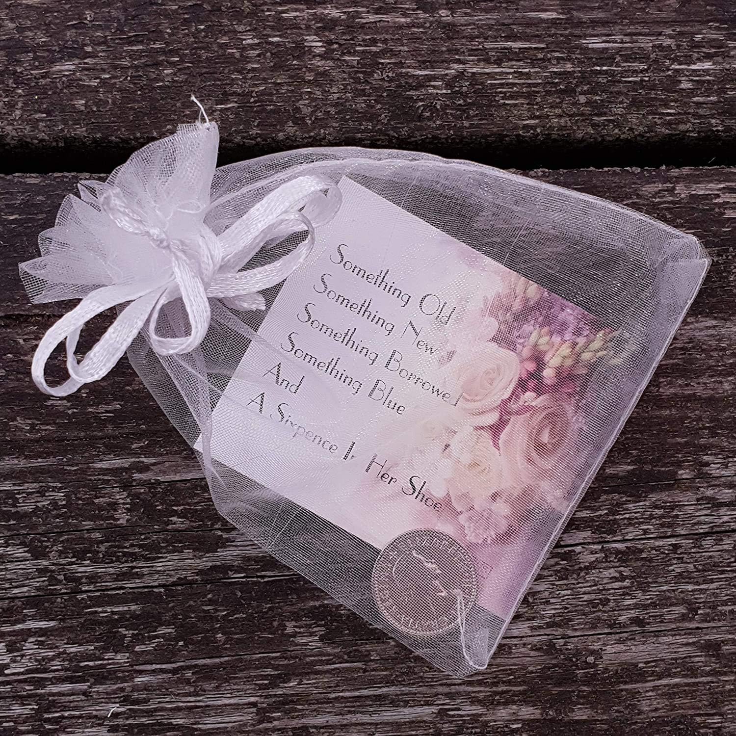 Hunts England Traditional Bride Wedding Keepsake In Organza Bag With Genuine Sixpence - Iconic Collection