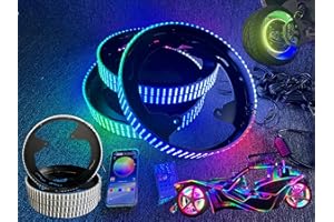 Ydzwavui 8Rolls Double Quad Row Brightest LED Dream Color Chasing Flow Series Wheel Rim Lights - Strobe Flash Breath Modes, APP Remote Control for Polaris Slingshot Wheel Lights