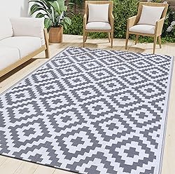 Smiry Waterproof Outdoor Rug 6x9 ft, Reversible