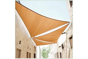 ColourTree 12' x 12' x 12' Sand Beige Sun Shade Sail Triangle Canopy Awning Fabric Cloth Screen - UV Block UV Resistant Heavy Duty Commercial Grade - Outdoor Patio Carport - (We Make Custom Size)