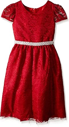 girls red lace dress