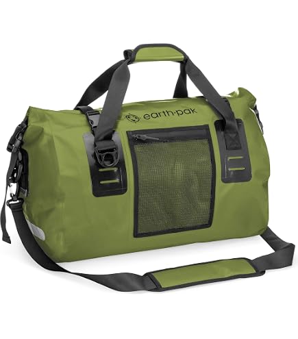 Earth Pak Sac à dos imperméable robuste avec fermeture par le dessus enroulable avec poche avant zippée accès facile et panneau arrière rembourré pour plus de confort avec étui étanche pour téléphone