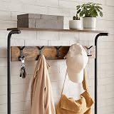 VASAGLE HSR408B01 Coat Rack Shoe Rack with 5 Double Hooks 5 Levels Vintage Brown view 5