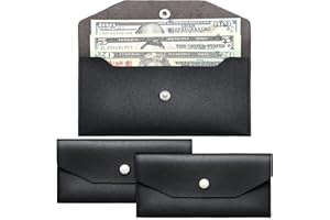 Chinco 2 Pieces Cash Envelope Wallet Money Pouch Reusable PU Leather Budget Waterproof System Envelopes for Men Women Budgeti