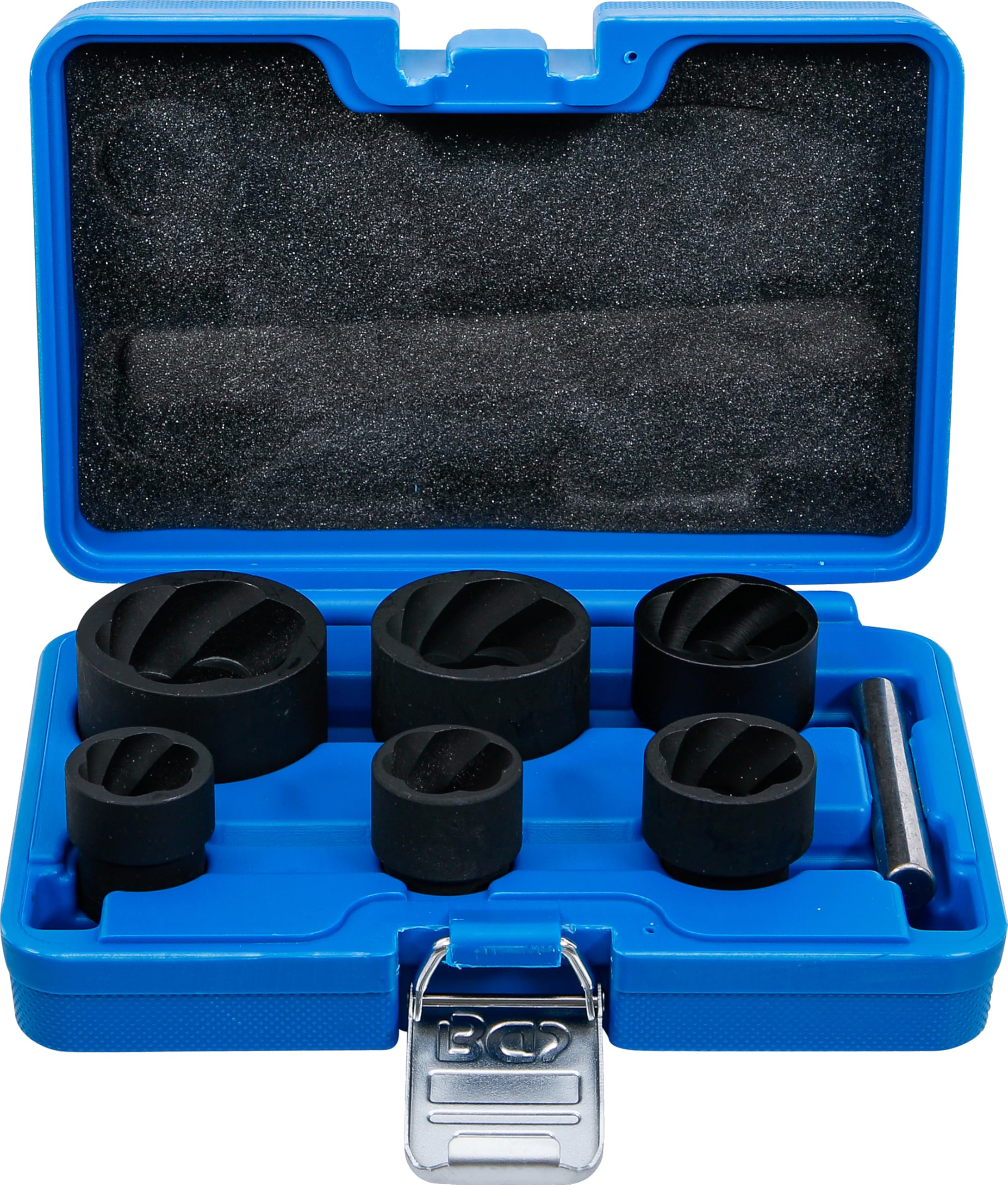 BGS 5268 | Twist Socket Set (Spiral Profile) / Screw Extractor | 12.5 mm (1/2") + 20 mm (3/4") Drive | 22 - 41 mm | 6 pcs.