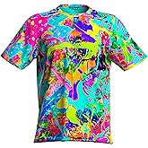 Neon T-Shirt Party Splatter Glow Blacklight UV Reactive Rave Handmade Art Tee Sport Top Workout Shirt Women Unisex Men Design