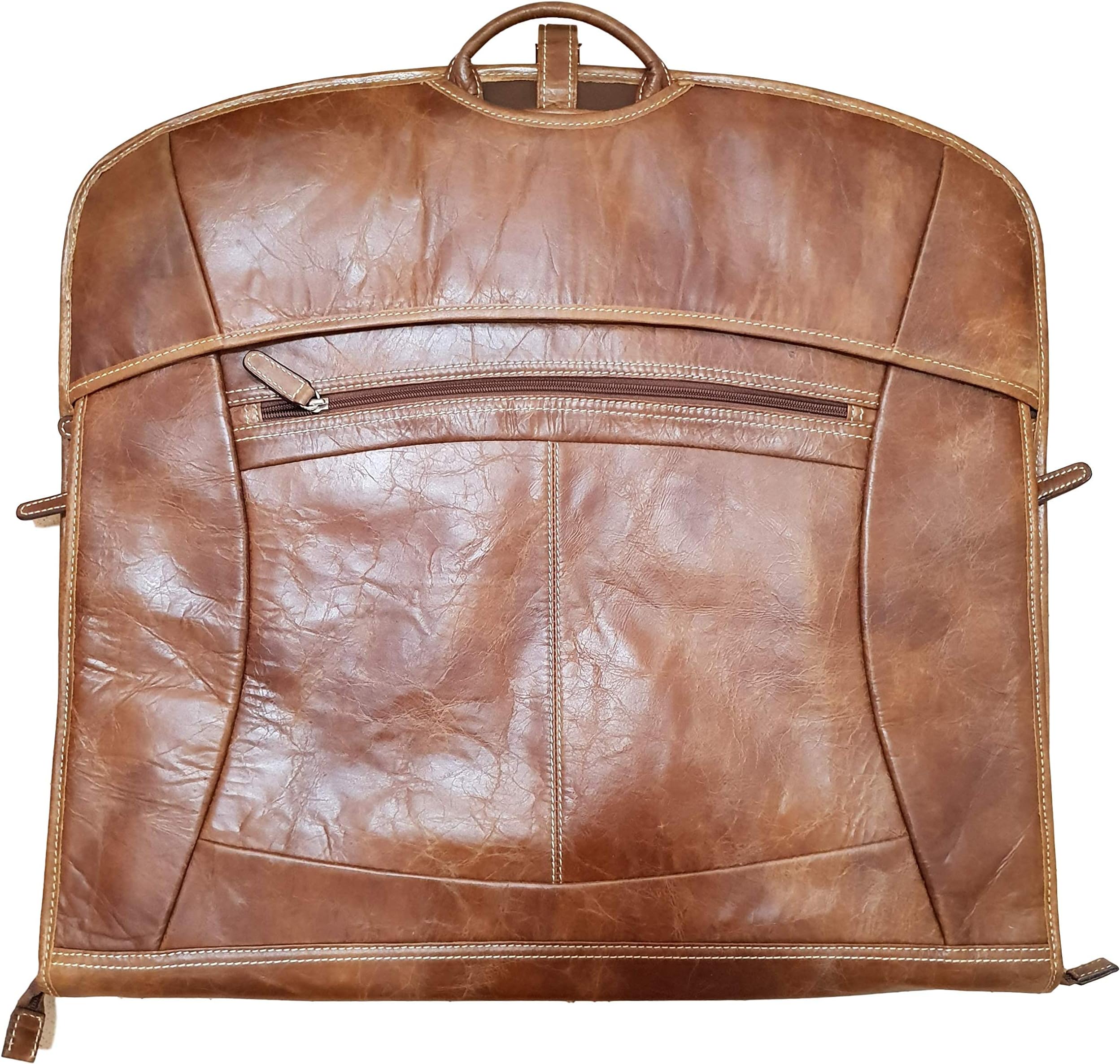 Real Leather Soft Italian Suit CarrierTravel Case Garment Carrier