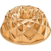NutriChef 9-Inch Cake Pan - 9 Cups Nonstick Heavy Cast Aluminum Cake Mold for Baking - French Wreath Design for Uniform Baking - Easy to Clean, Gold