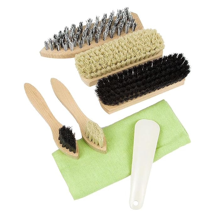 Lantelme 2164 Reise Schuhputz-Bürsten Set 8 teilig - Schuhputzset für Heim und Reisen und Ihre Schuhe machen eine gute Figur