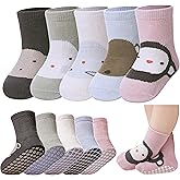 LANLEO Baby Toddler Socks with Grips Baby Toddlers Girls Boys Non Slip Grip Socks with Grippers 6 Months-5 Year Old