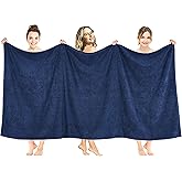 American Soft Linen 100% Cotton 600 GSM Turkish 40x80 Oversized Bath Towel Sheet, Extra Large Adult Towels for Bathroom, Navy Blue Bath Sheet