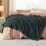 Bedsure Fleece Throw Blanket Soft Checkered Dark Green 152x203 cm view 6