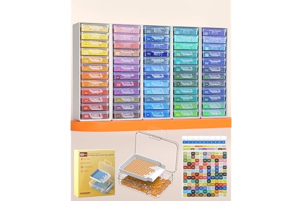 Redtwo 60 PCS Diamond Painting Storage Containers Trays, White
