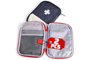 2 Pcs Travel First Aid Bag Empty Portable Storage - Small Medical Bag Empty with Multiple Compartments, 7.1 x 5.1 Small First