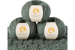 Gisimo 100% Merino Wool Yarn, 3-Ply Luxurious and Soft Yarn for Hand Knitting & Crocheting (Evergreen, 3Balls)
