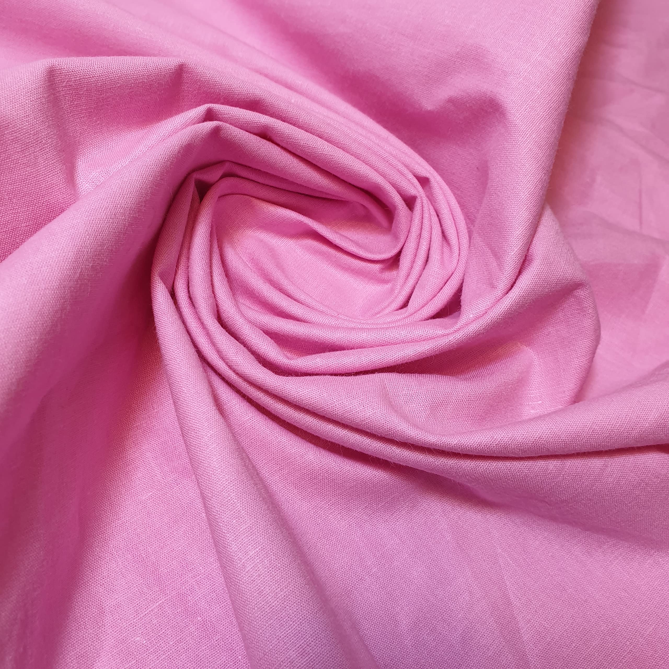 Plain 100% Cotton Egyptian Cambric Poplin Craft Soft Dress Material Fabric 44" (5 Meter, Candy Pink)