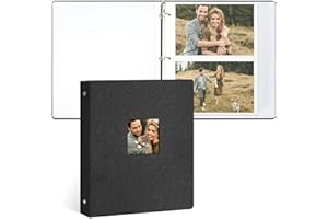 Vienrose Photo Album Self Adhesive 3 Ring Binder Photo Albums, Linen Cover Scrapbook Album, Photo Album Book with Sticky Pages Fit 2x3 4x6 5x7 8x10 Photos (Black, 20 Sheets/ 40 Pages)
