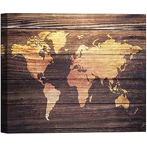 SIGNWIN Canvas Wall Art an Orange World Atlas...
