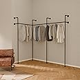 pamo Industrial Pipe Clothing Rack Metal Black - 660 lbs Capacity - Wall Mounted Clothes Racks for Hanging Clothes - KIM III EDGE