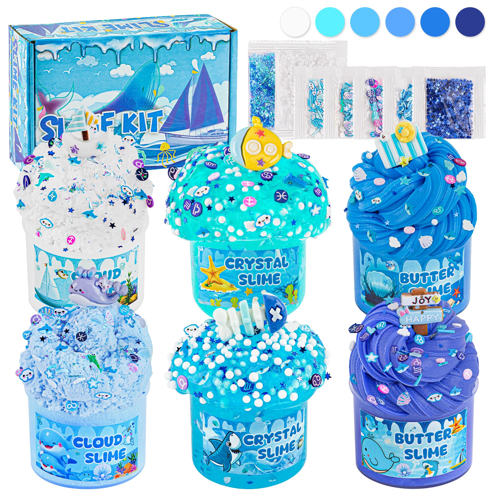 6 Packs Slemes, Blue Slime Kit - Cloud Slime kit