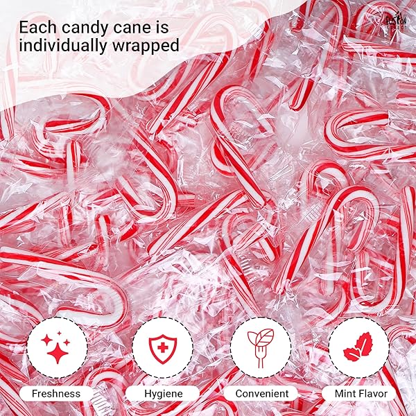 FUSION SELECT 100 PACK MINI CANDY CANES – STRIPED CHRISTMAS CANDIES, SWEET GOODIES FOR THE HOLIDAYS – NATURALLY FLAVORED MINI PEPPERMINT CONFECTIONS FOR YULETIDE PARTIES, STOCKING STUFFERS, GIFTS