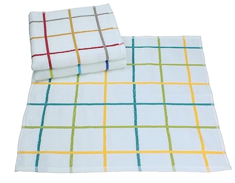 Betz 3 Stück Küchentücher Set Frottier Geschirrtuch KARO Größe 50x50 cm 100% Baumwolle