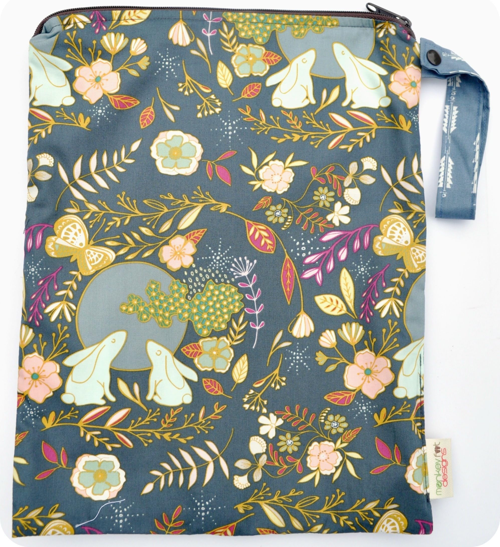 Medium 11" x 14" // TOP Rated Monkey Foot Designs Wet Bag // Diapers/Snacks/Gym/Swim (Moon Stories)