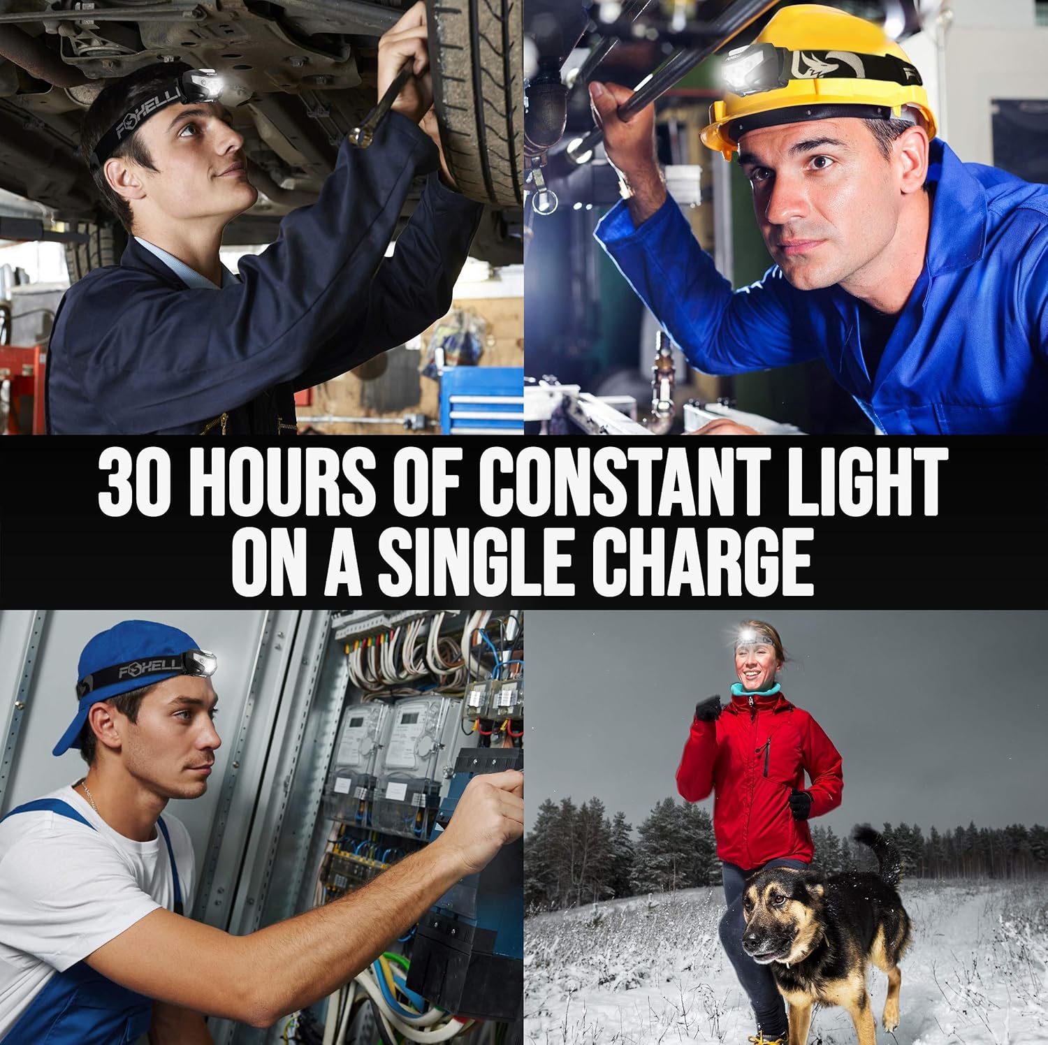 Foxelli USB Rechargeable Headlamp Flashlight - Up to 30 Hours of Constant Light on a Single Charge, Super Bright White Led + Red Light, Compact, Easy to Use, Best Headlight for Camping, Running, Kids : Sports & Outdoors