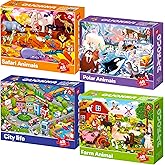 QUOKKA Puzzles for Kids Ages 4-6 – 4 x 48 Pieces Jigsaw Puzzles for Toddlers 2-4 – Children's Game Ages 3-5 for Learning Farm Animals – Educational Preschool Toy for Boys and Girls 4-8 Years Old