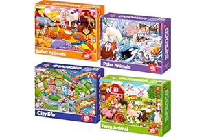 QUOKKA Puzzles for Kids Ages 4-6 – 4 x 48 Pieces Jigsaw Puzzles for Toddlers 2-4 – Children's Game Ages 3-5 for Learning Farm