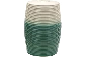 Oriental Furniture Ribbed Porcelain Garden Stool, 18-Inch, Beige/Green