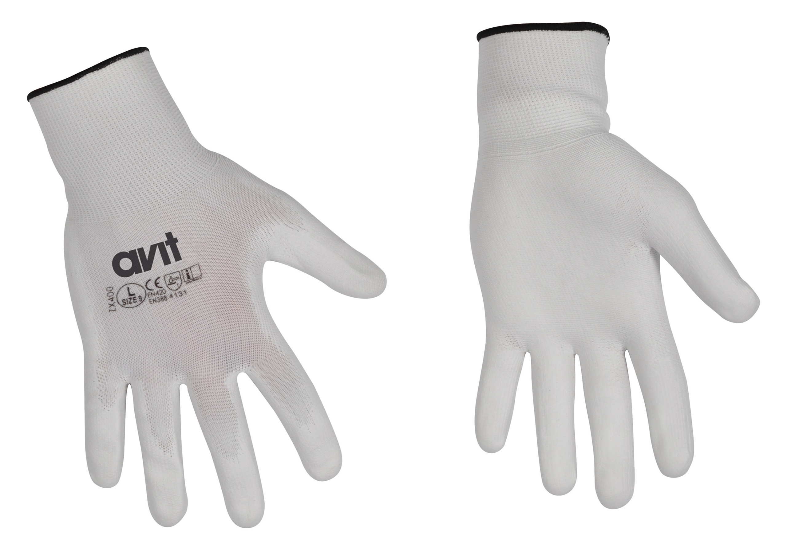 Avit AV13075 Gloves with Polyurethane Coating Size XL , White