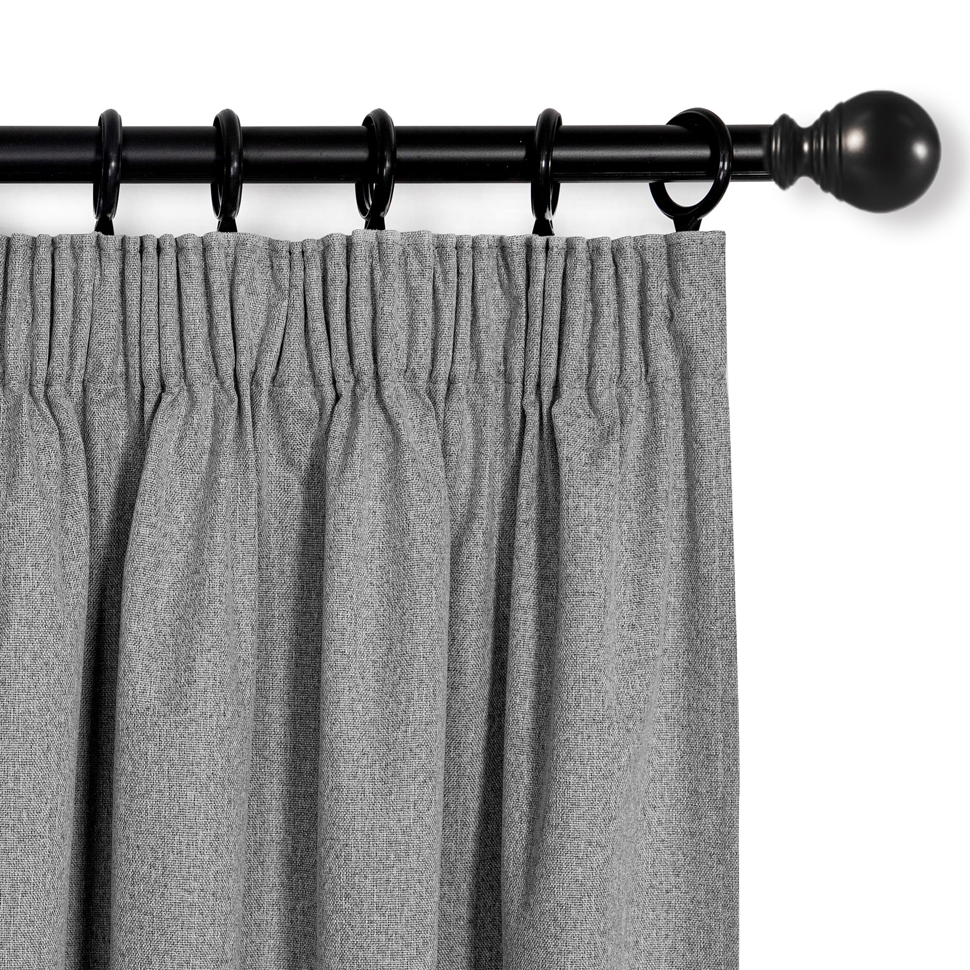 MYSKY HOME Opaque Curtains Bedroom Curtain Ruffle Tape Cold Protection Blackout Curtain 225 x W 140 cm Dark Grey Set of 2