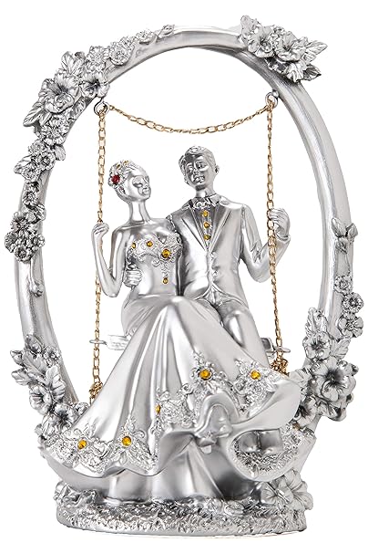 Avighna Romantic Love Couple on Swinging Loveseat Fiber Showpiece (AG-c50)