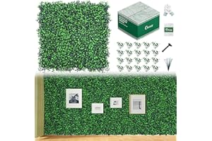 Grooy 12PCS Boxwood Panels, 10"x10" Grass Wall, Grass Backdrop Privacy Screen, Sun Protected Fake Green Wall Decor Outdoor Indoor Garden Backyard Party Décor