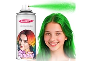 WAYBESTY Temporary Hair Color Spray, Washable Green Hair Spray for Women, Men, Kids, One-Day Hair Color Wax Dye, Natural Hair Spray Hair Strong Style for Cosplay, Party, Halloween (Green 120ml)