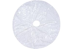 Yookat 1 Pack Christmas Tree Skirt 24 Inches Round Sequence Tree Skirts Sparkle Tree Mats Silver Christmas Tree Skirt for Christmas Tree Decorations (Silver, 24 inch)
