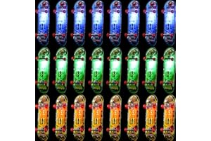 CHARNIOL 24 Pcs Light up Finger Skateboards Collectible Fingerboards LED Mini Skateboard for Fingers Little Fingerboard Hand Skateboard Creative Finger Skateboard Toy for Sports Party Favors Novelty Toy