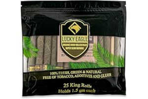 LUCKY EAGLE ORGANIC HAND-ROLLED LEAF SUPER SLOW BURNING Lucky Eagle Pre Rolled Cones - Hand Rolled Palm Leaf Rolls With Corn Husk Filter - Natural, Organic Pre-Wrapped King Size Cones, 25 Rolls (King)