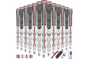 Gowolf Premium Cross Corded Natrual Rubber Golf Grips 13 Pack, Back Rib Improved Control Multi-compound Hybrid Golf Club Grips with 15pc Tapes or Full Kits