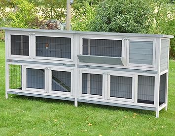 Nanook Bommel Xxl Doppel Kaninchenstall Hasenstall Doppelstockig Wetterfest 230 X 50 X 101 Farbe Grau Extra Grosses Kanninchengehege Amazon De Haustier