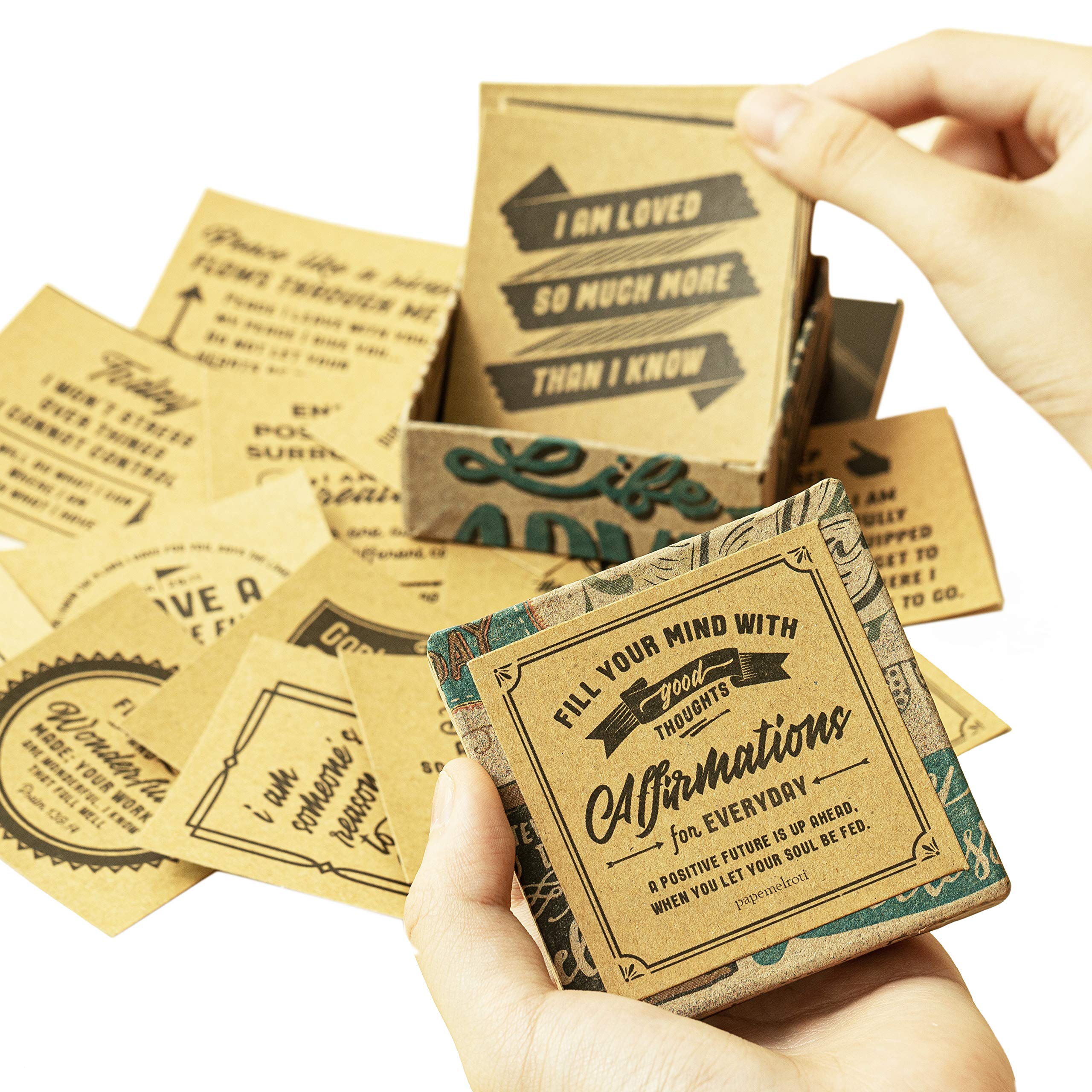 Navy Peony Affirmations for Everyday Encouragement Cards - 47 Positive Thinking Notes, Eco-Friendly, Palm-Sized Box | Unique Empowerment Gift for Women