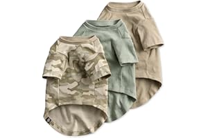 Pet Passion Toby II - The Perfect Tee, 3 Pack Short Sleeve Pet T-Shirt 100% Organic Cotton Tees Clothes for Small, Medium, Large Dogs​​, Sage Camo, Small (10-25 lbs)